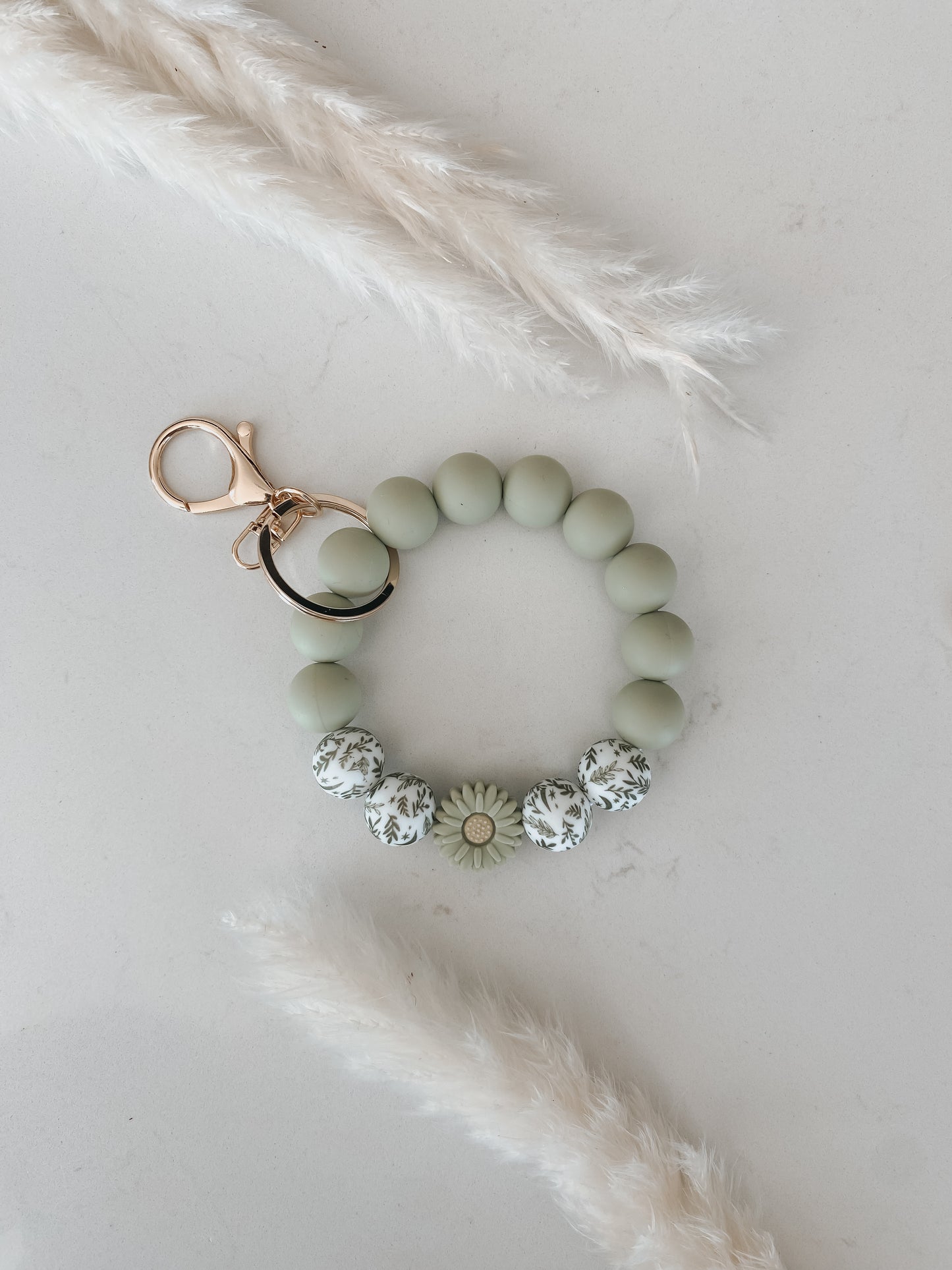 Green Sunflower Wristlet