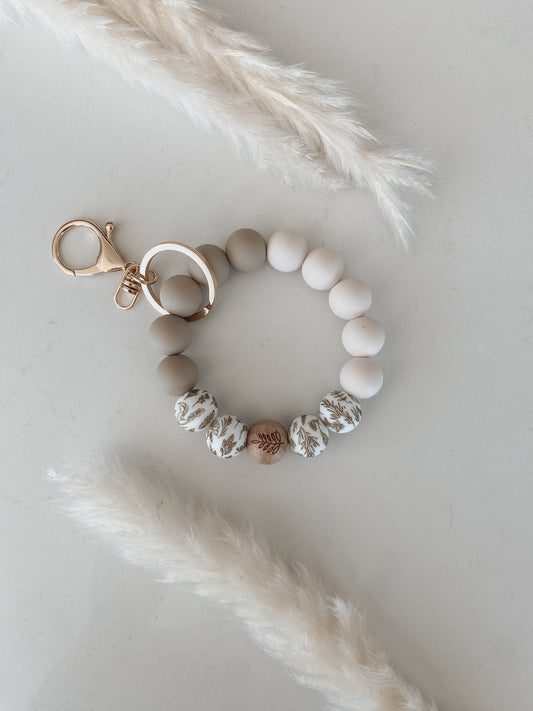 Beige Leaf Wristlet